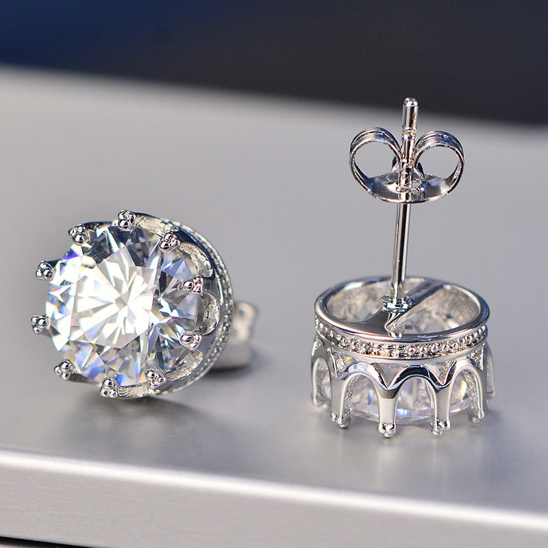 Mossan diamond crown stud earrings