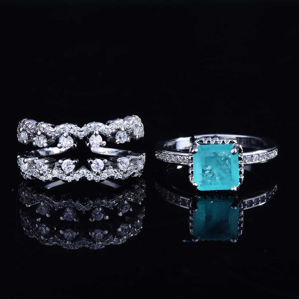 Jewelry design imitation Paraiba tourmaline open ring