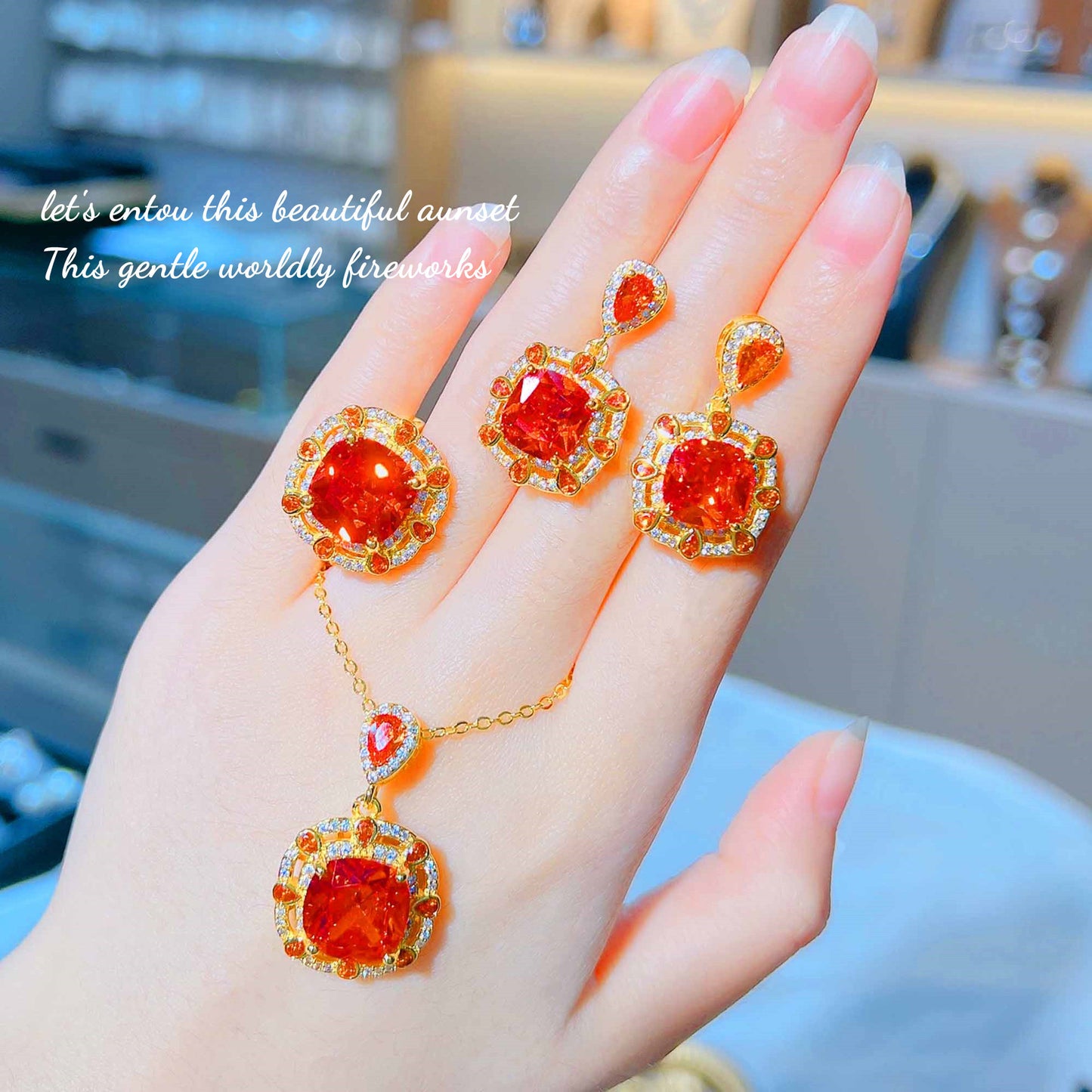 New Chinese ingenuity design simulation emerald jewelry set Fanta Papalacha