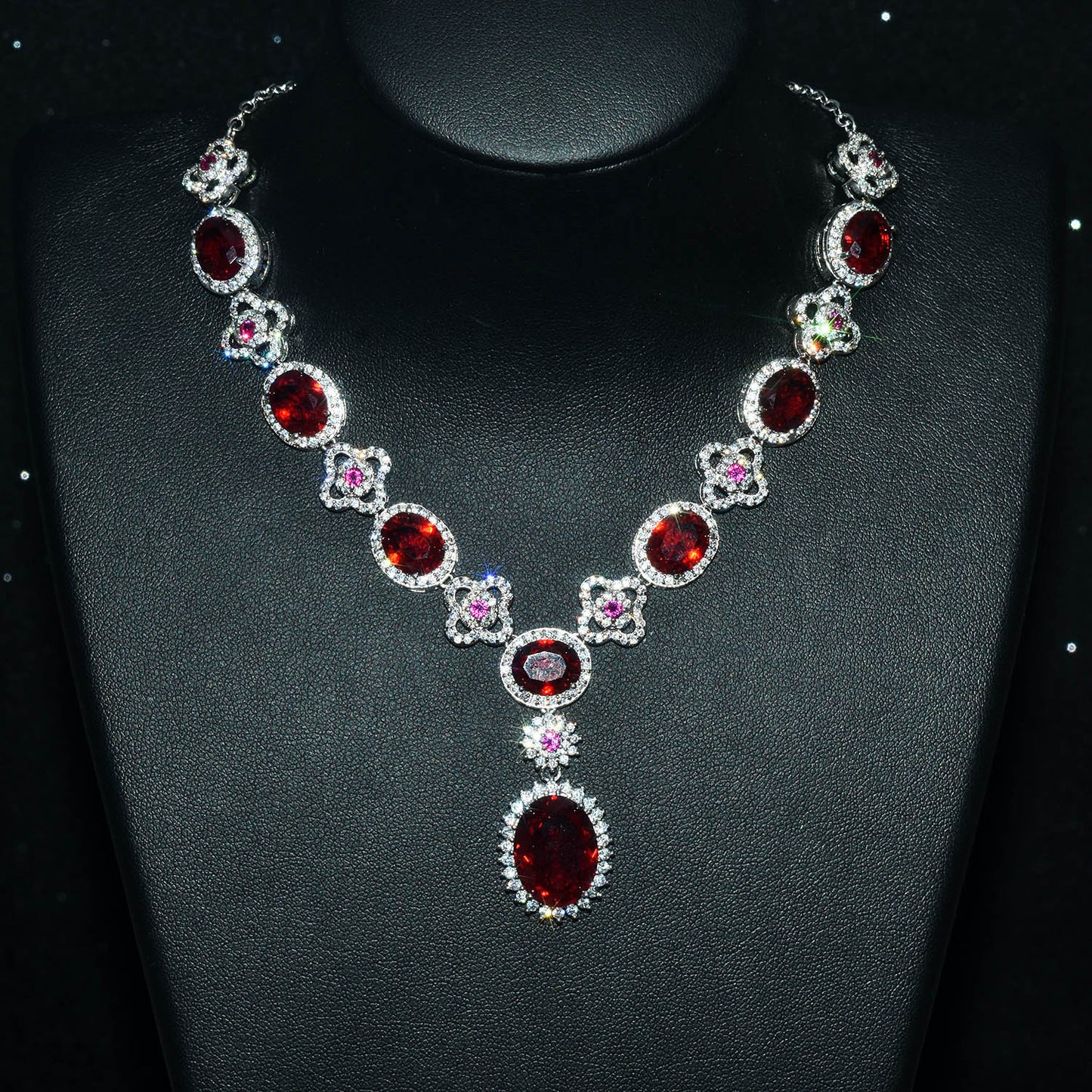 Imitation natural ruby necklace fashion luxury high-end jewelry set