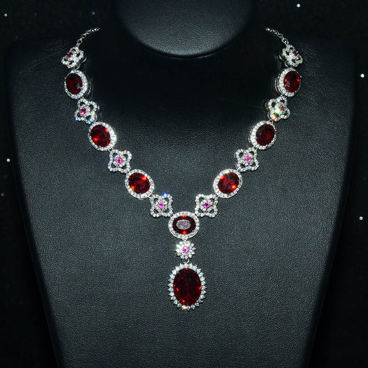 Imitation natural ruby necklace fashion luxury high-end jewelry set