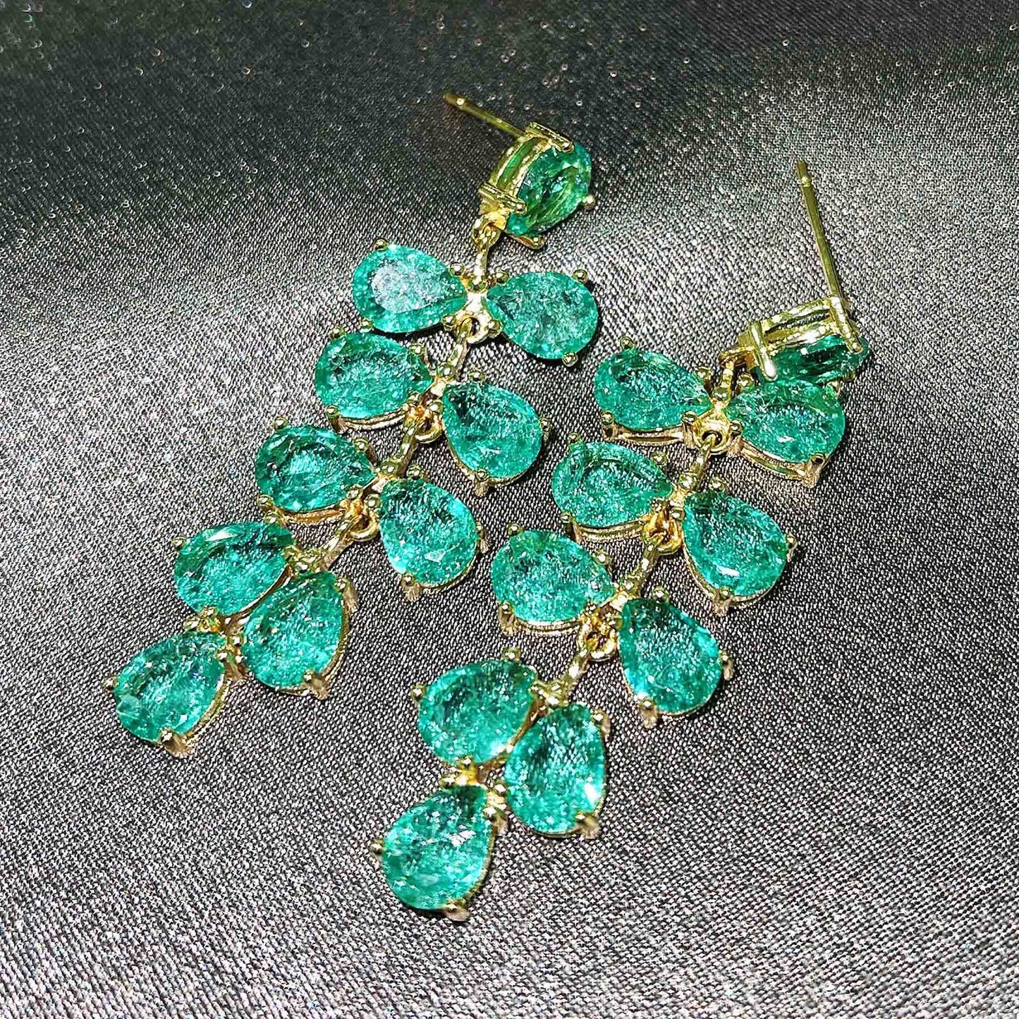 Malachite green cracked diamond earrings Ice Flower Grape earrings Fresh Slim Delicate earrings s925 Silver stud earrings