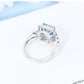 Aurora Blue High Jewelry imitation Topa stone Aquamarine luxury princess ring