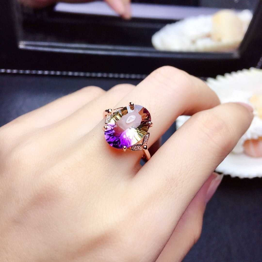 Colorful watermelon tourmaline necklace Fire color bright luxury egg-shaped amethyst ring pendant