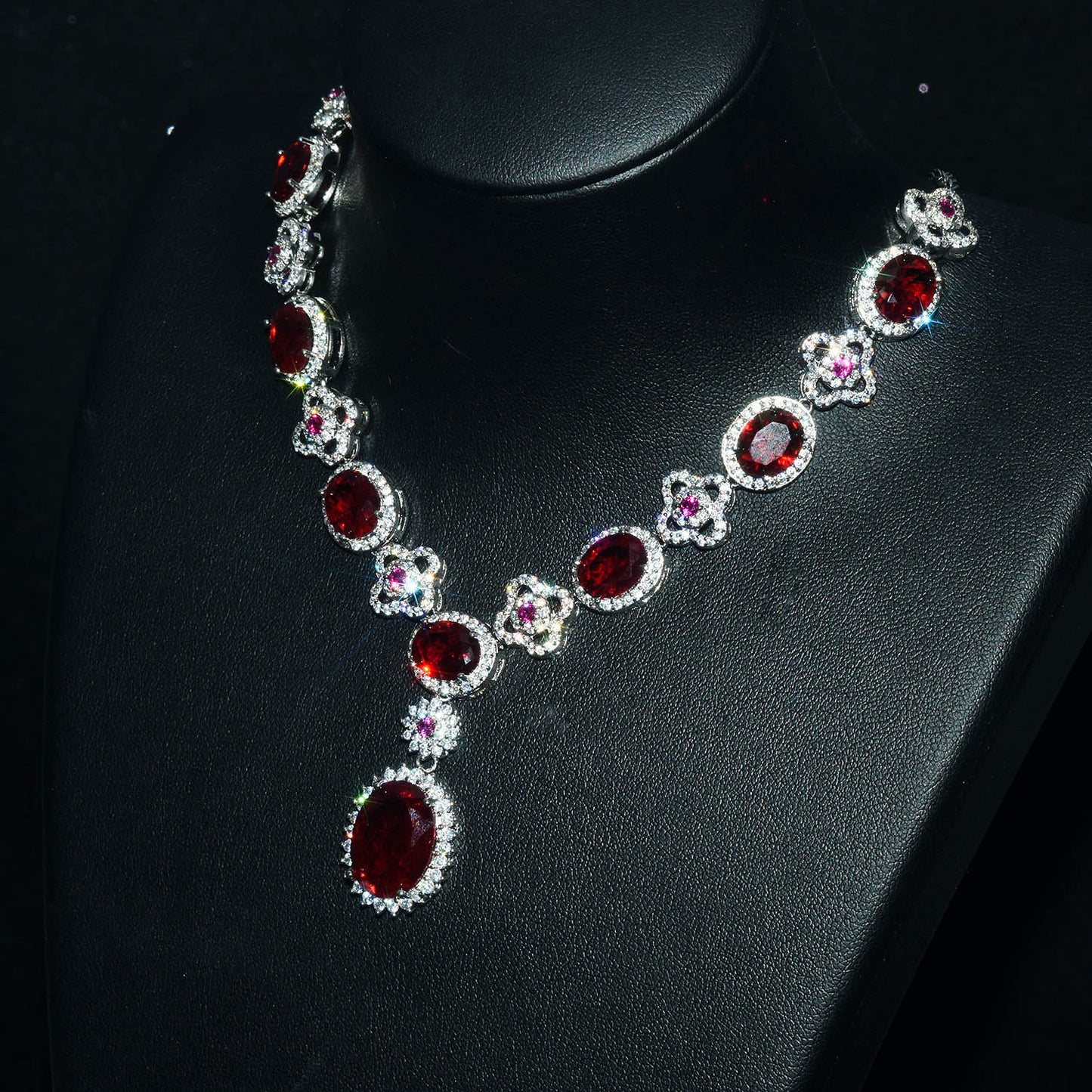 Imitation natural ruby necklace fashion luxury high-end jewelry set