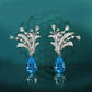 Imitation Aquamarine fireworks lovers earrings drop earrings set luxury water drop shape Topaz opening color treasure ring