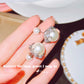 Double sided pearl plated s925 silver needle Korean earrings for women lace stud earrings