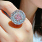 Super bright cherry blossom season color treasure ring pillow shaped Argyll pink diamond ring temperament girl