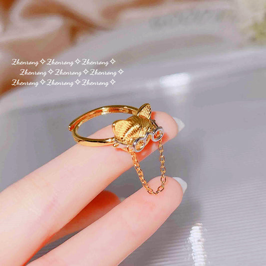 Hand-drawn Dr. Cat Ring Female imitation emerald cute cartoon Bestie open ring