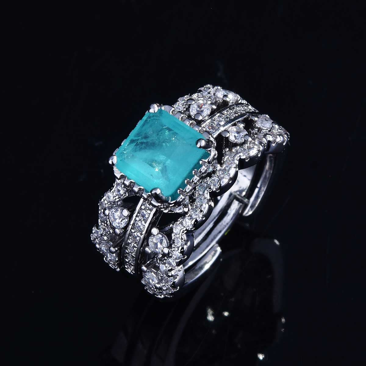 Jewelry design imitation Paraiba tourmaline open ring