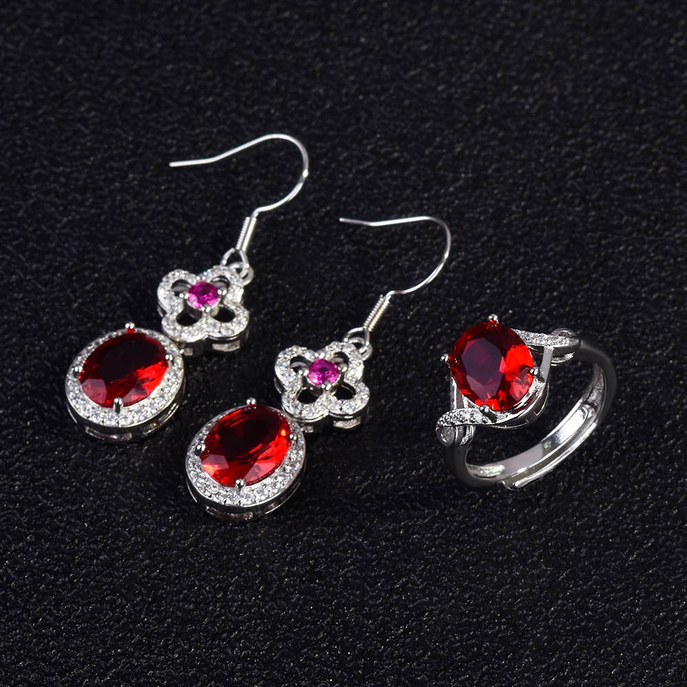 Imitation natural ruby necklace fashion luxury high-end jewelry set