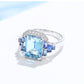 Aurora Blue High Jewelry imitation Topa stone Aquamarine luxury princess ring