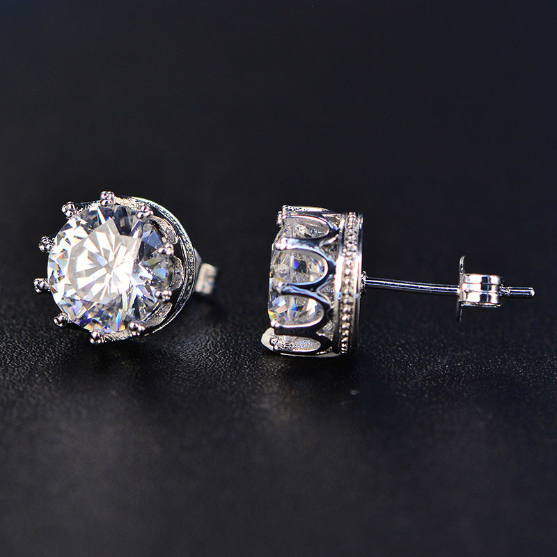 Mossan diamond crown stud earrings