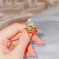 Hand-drawn Dr. Cat Ring Female imitation emerald cute cartoon Bestie open ring