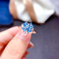 Light luxury four-leaf clover Swiss blue Topa stone open ring