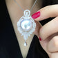 Luxury couture jewelry imitation Nanyang pearl pendant Luxury full inlaid synthetic shell beads necklace