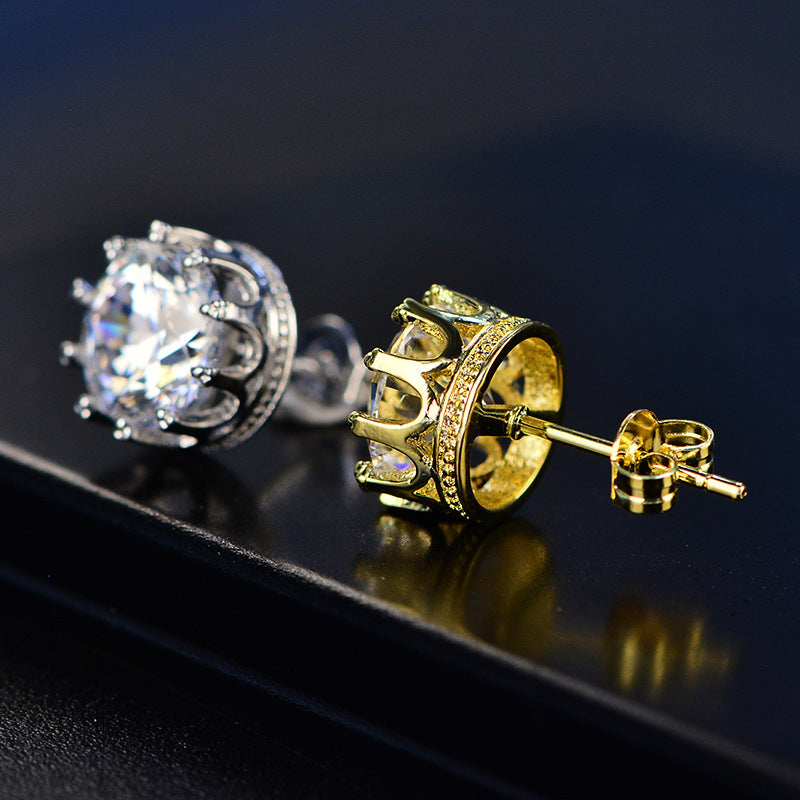 Mossan diamond crown stud earrings