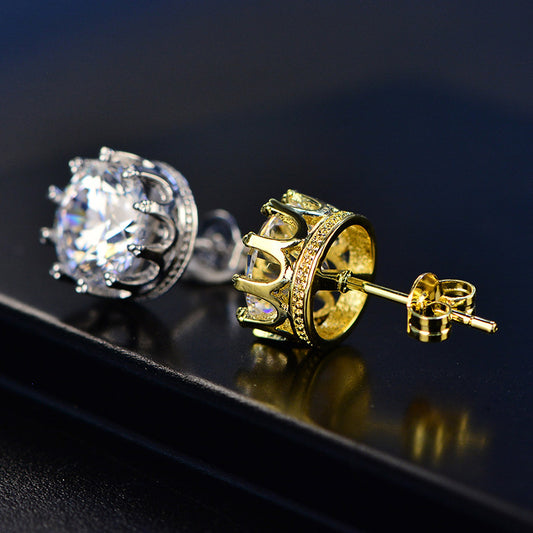 Mossan diamond crown stud earrings