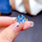 Light luxury four-leaf clover Swiss blue Topa stone open ring