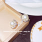 Double sided pearl plated s925 silver needle Korean earrings for women lace stud earrings