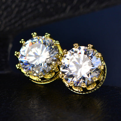 Mossan diamond crown stud earrings