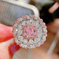 Super bright cherry blossom season color treasure ring pillow shaped Argyll pink diamond ring temperament girl