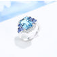 Aurora Blue High Jewelry imitation Topa stone Aquamarine luxury princess ring