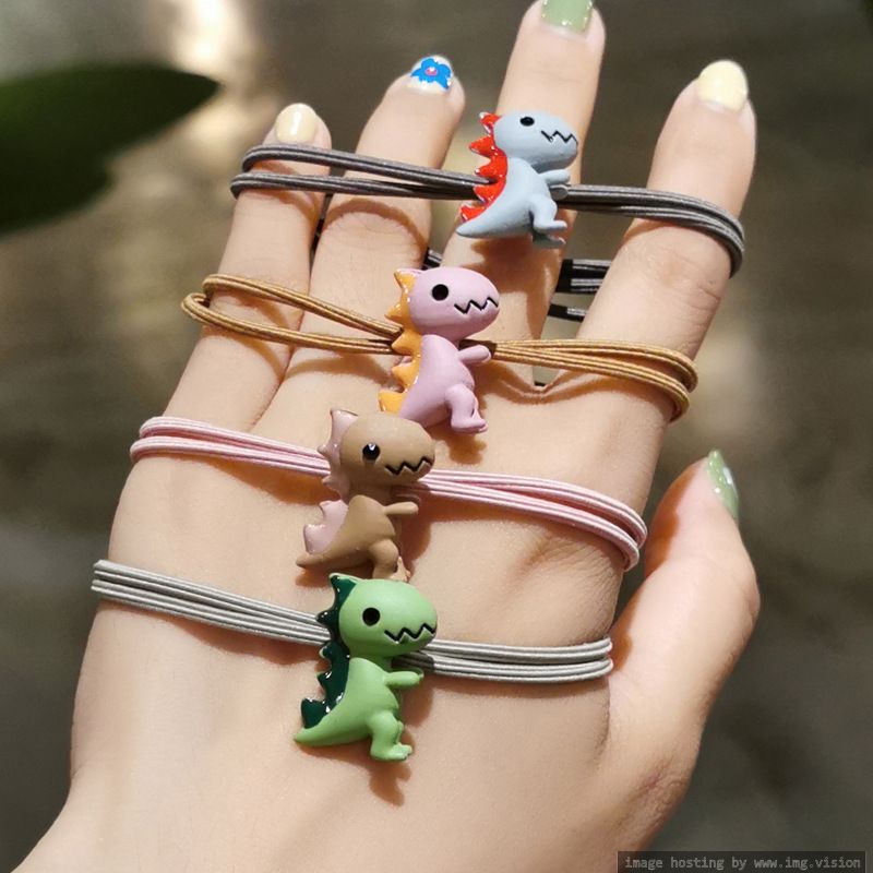 Korean version simple rubber band hair rope headdress tie hair cute little dinosaur hair rope hair ring hair accessories