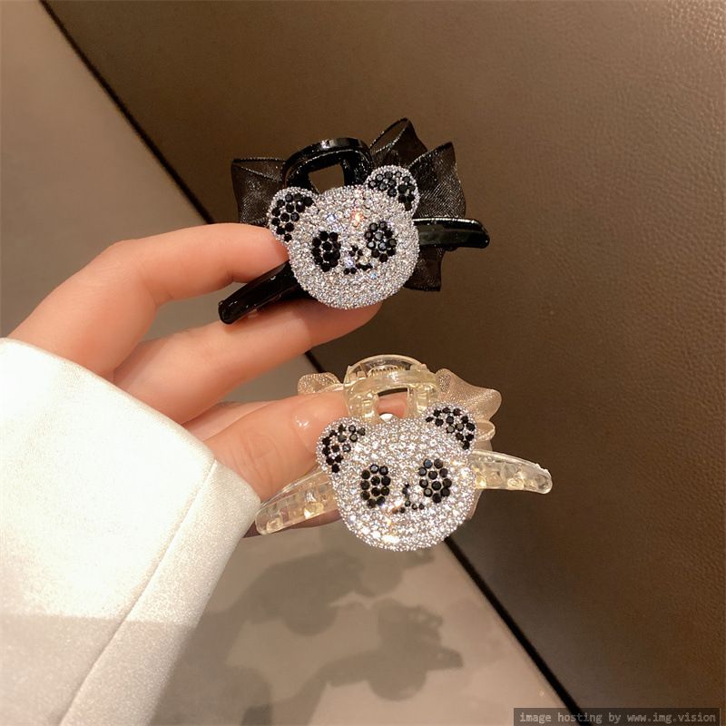 clip Trumpet Korean sweet cartoon panda chiffon forehead bang clip temperament all-match headgear hairpin headgear