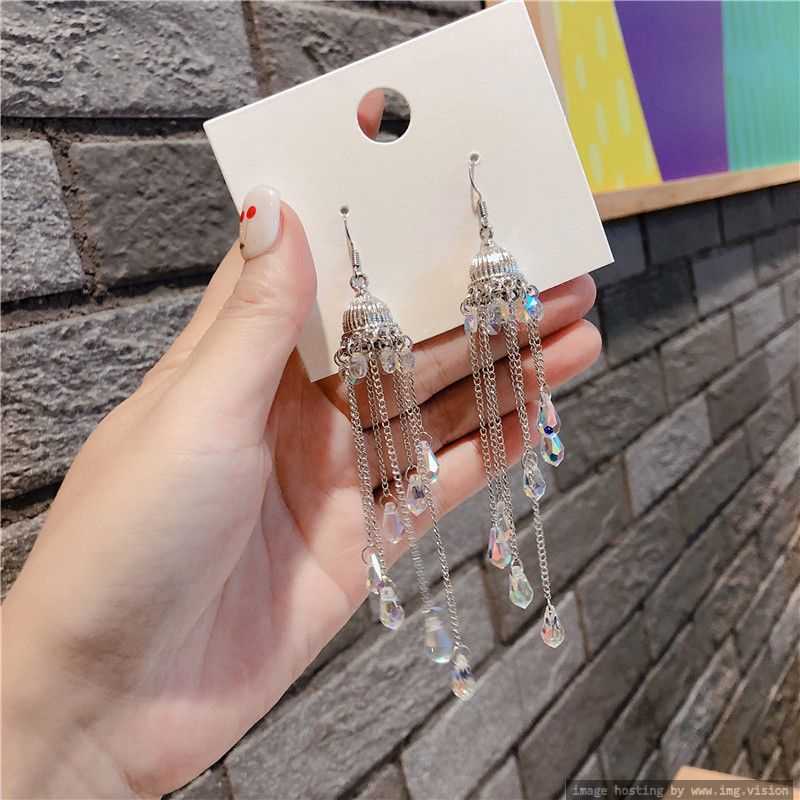 Fashion Elegant Long Tassel Earrings Exquisite Wind Chime Shaped Earrings New Arrivals Stud Earrings