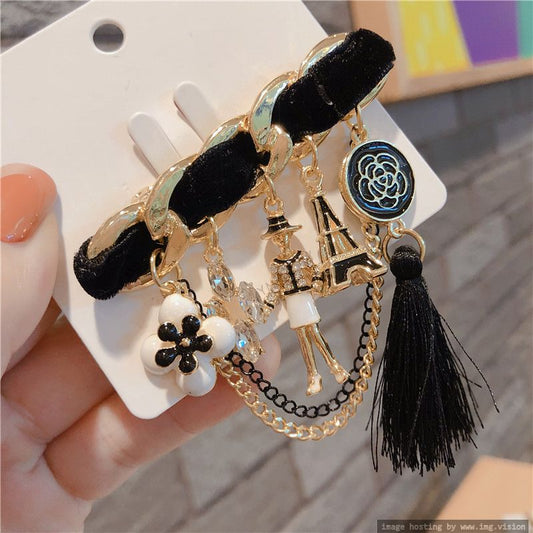 Design Fragrant Black Series Tassel Pin Buckle Badge Corsage