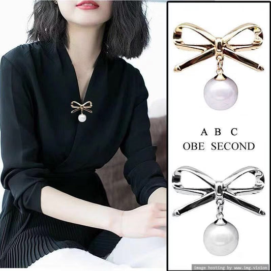 Brooch Female Pearl Anti-smudge Buckle One-word Pin Fixing Clothes Cardigan Small Pin Korean Corsage Accessories